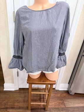 GAP Denim Lyocell Bell Sleeve Boho Top Gray Size Large